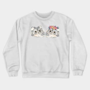 Couple Twin Boy and Girl Gray Cat _ Bunniesmee Crewneck Sweatshirt